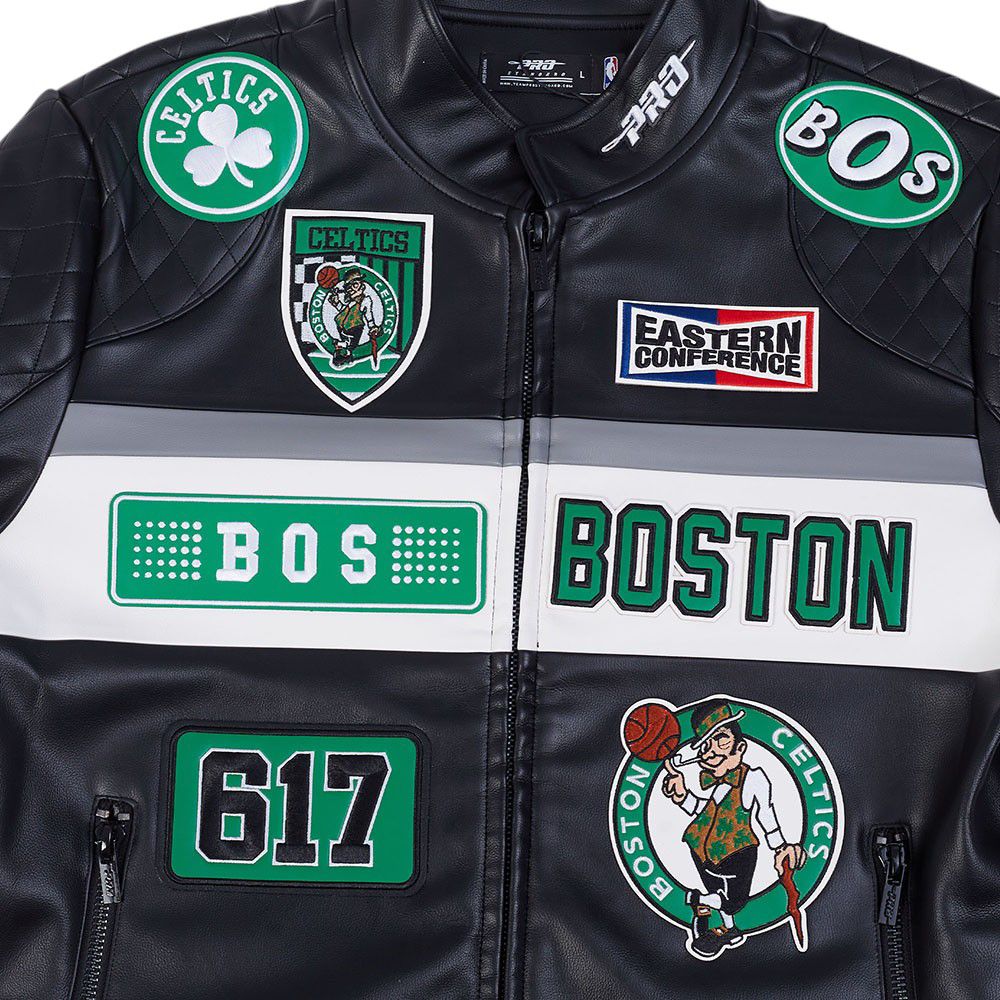 Pro Standard Men's Boston Celtics Black Moto Leather Jacket product image
