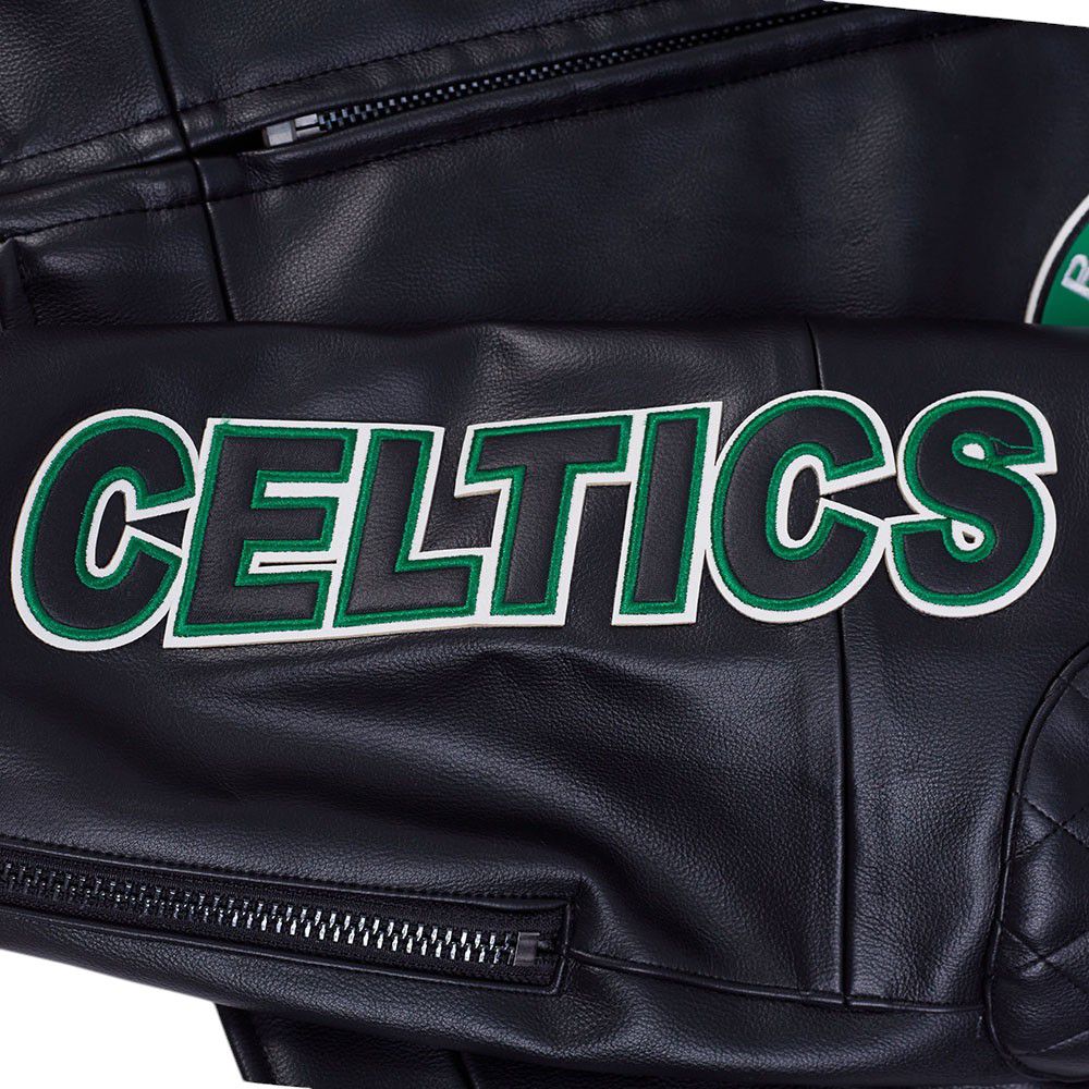 Pro Standard Men's Boston Celtics Black Moto Leather Jacket product image
