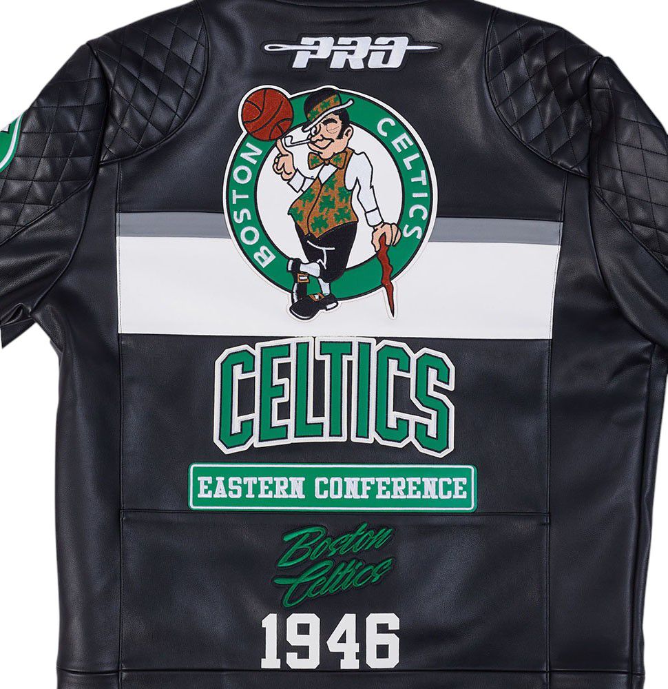 Pro Standard Men's Boston Celtics Black Moto Leather Jacket product image