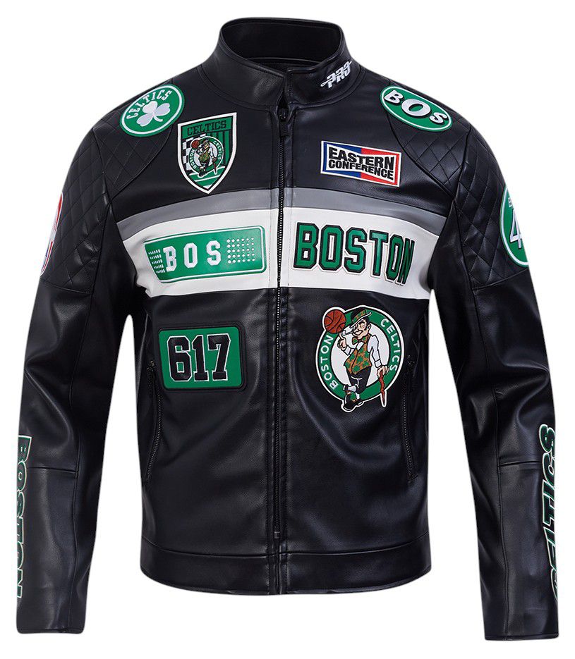 Pro Standard Men's Boston Celtics Black Moto Leather Jacket product image