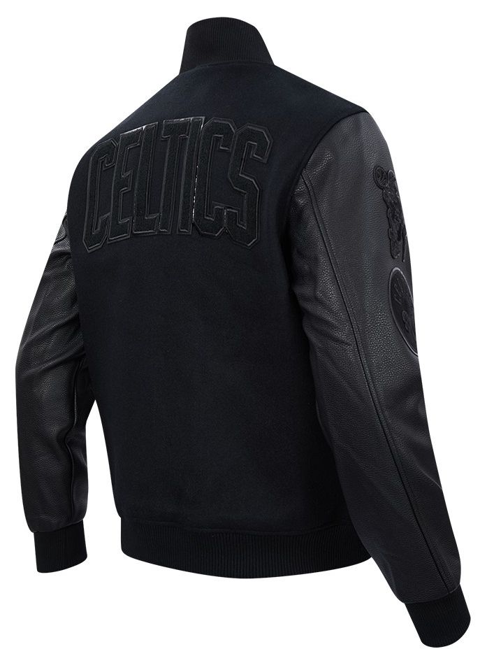 Pro Standard Men's Boston Celtics Triple Black Wool Varsity Jacket product image