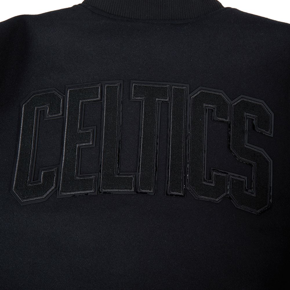 Pro Standard Men's Boston Celtics Triple Black Wool Varsity Jacket product image