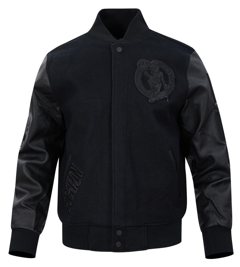 Pro Standard Men's Boston Celtics Triple Black Wool Varsity Jacket product image