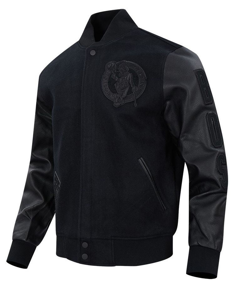 Pro Standard Men's Boston Celtics Triple Black Wool Varsity Jacket product image