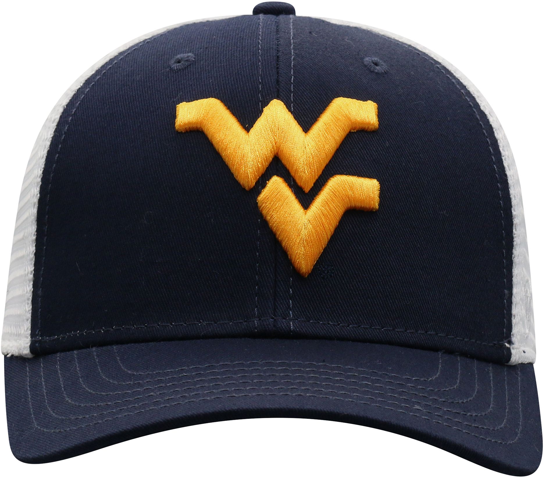 Top of the World Men's West Virginia Mountaineers Blue/White Trucker Adjustable Hat product image