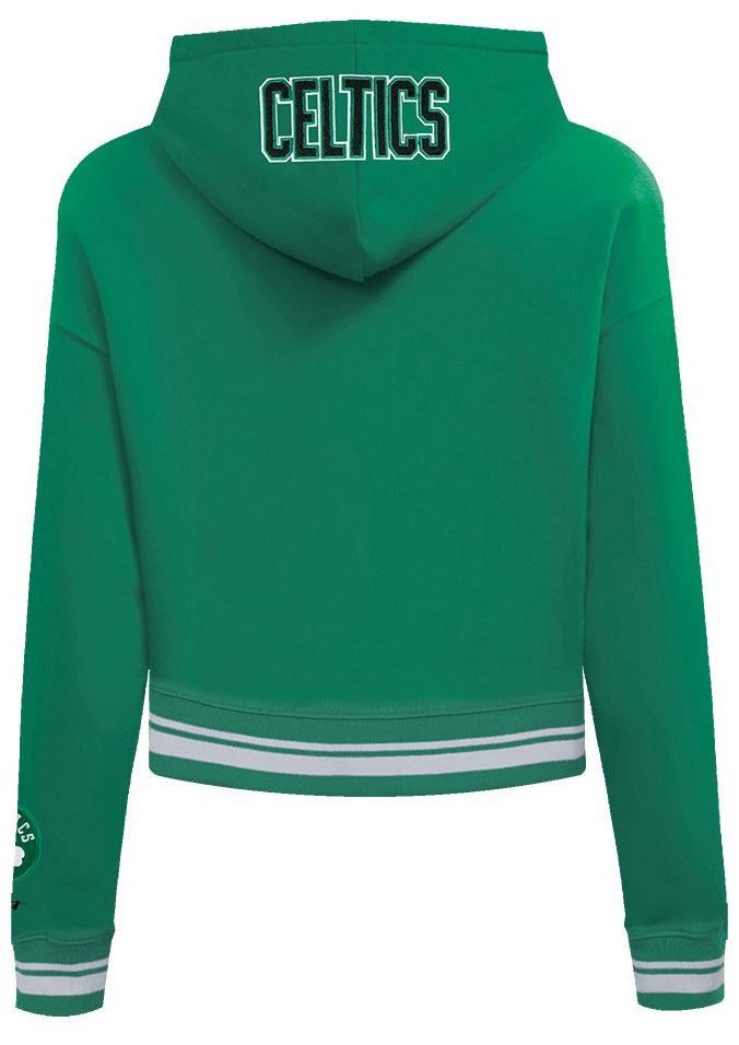 Pro Standard Women's Boston Celtics Green Mash Up Rib Cropped Fleece Pullover Hoodie product image