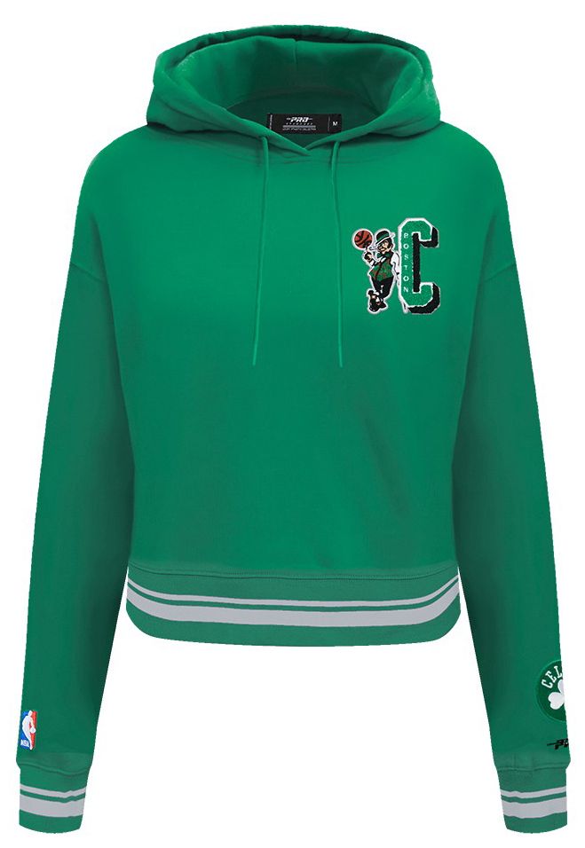 Pro Standard Women's Boston Celtics Green Mash Up Rib Cropped Fleece Pullover Hoodie product image