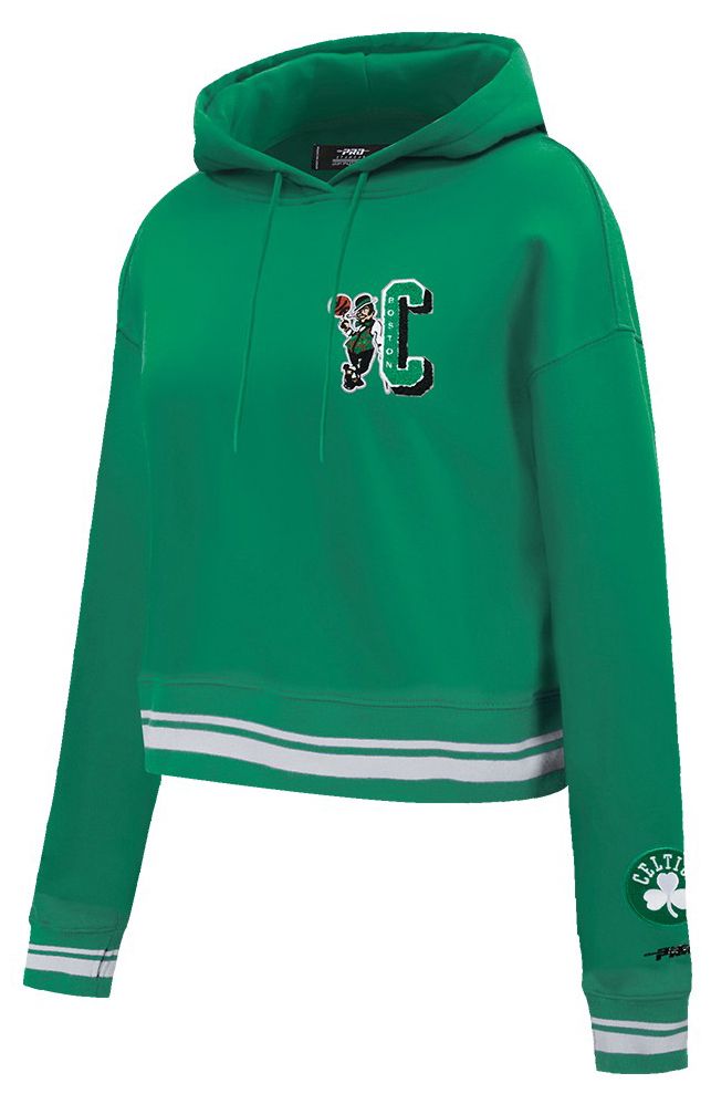 Pro Standard Women's Boston Celtics Green Mash Up Rib Cropped Fleece Pullover Hoodie product image