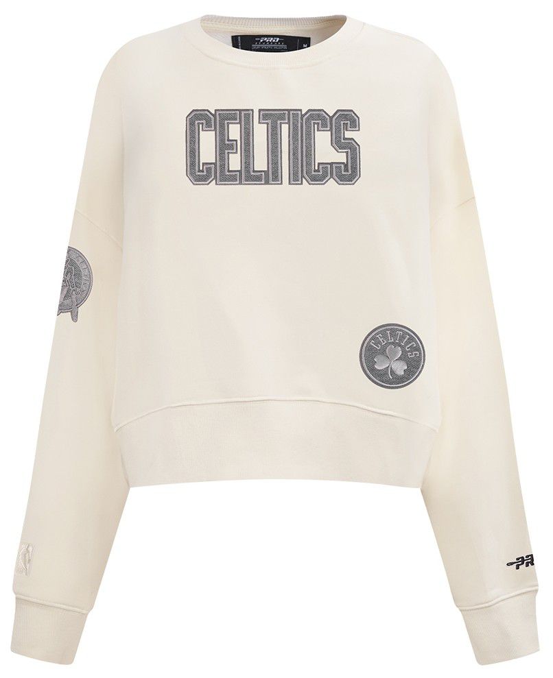 Pro Standard Women's Boston Celtics Off White Reverse French Terry Crewneck Sweatshirt product image