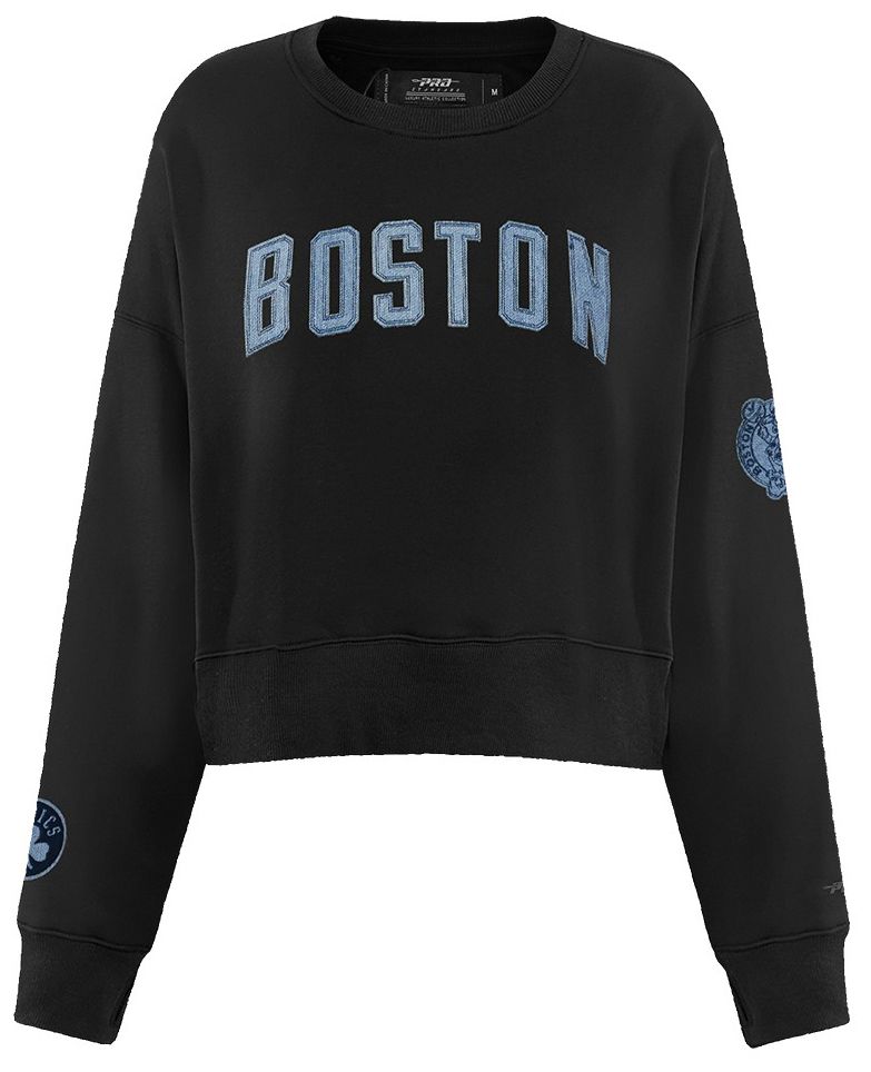 Pro Standard Women's Boston Celtics Black Varsity Blues Fleece Crewneck Sweatshirt product image