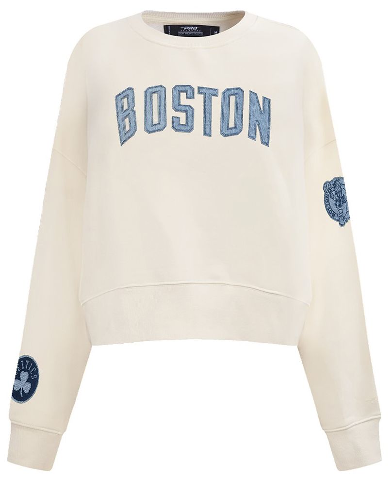Pro Standard Women's Boston Celtics Linen Varsity Blues Fleece Crewneck Sweatshirt product image