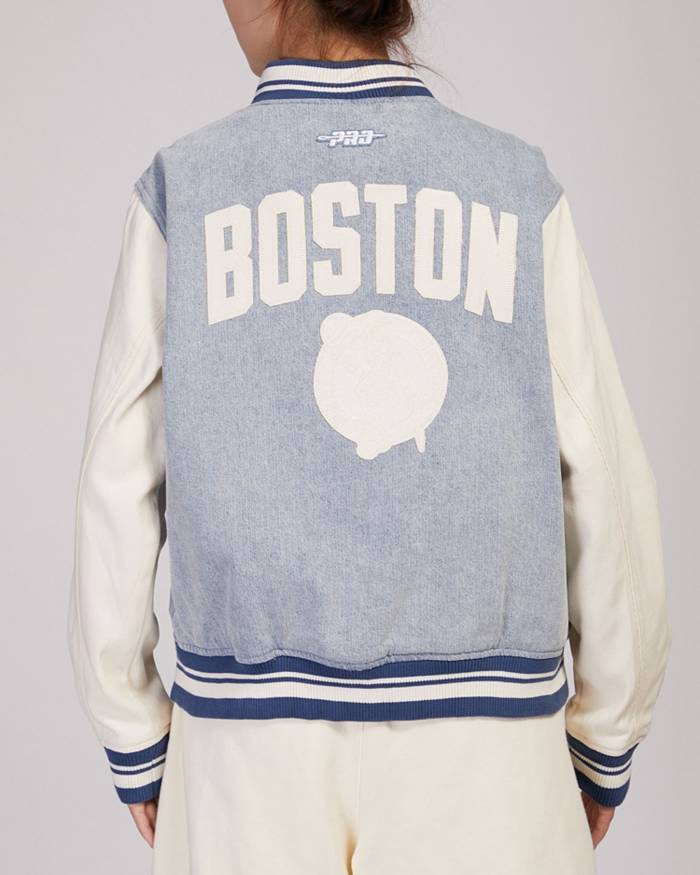 Jacket Makers Boston Celtics Varsity Green and Off White Jacket