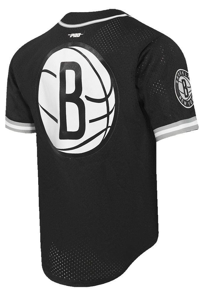Pro Standard Men's Brooklyn Nets Black Classic Mesh Button Down Shirt product image