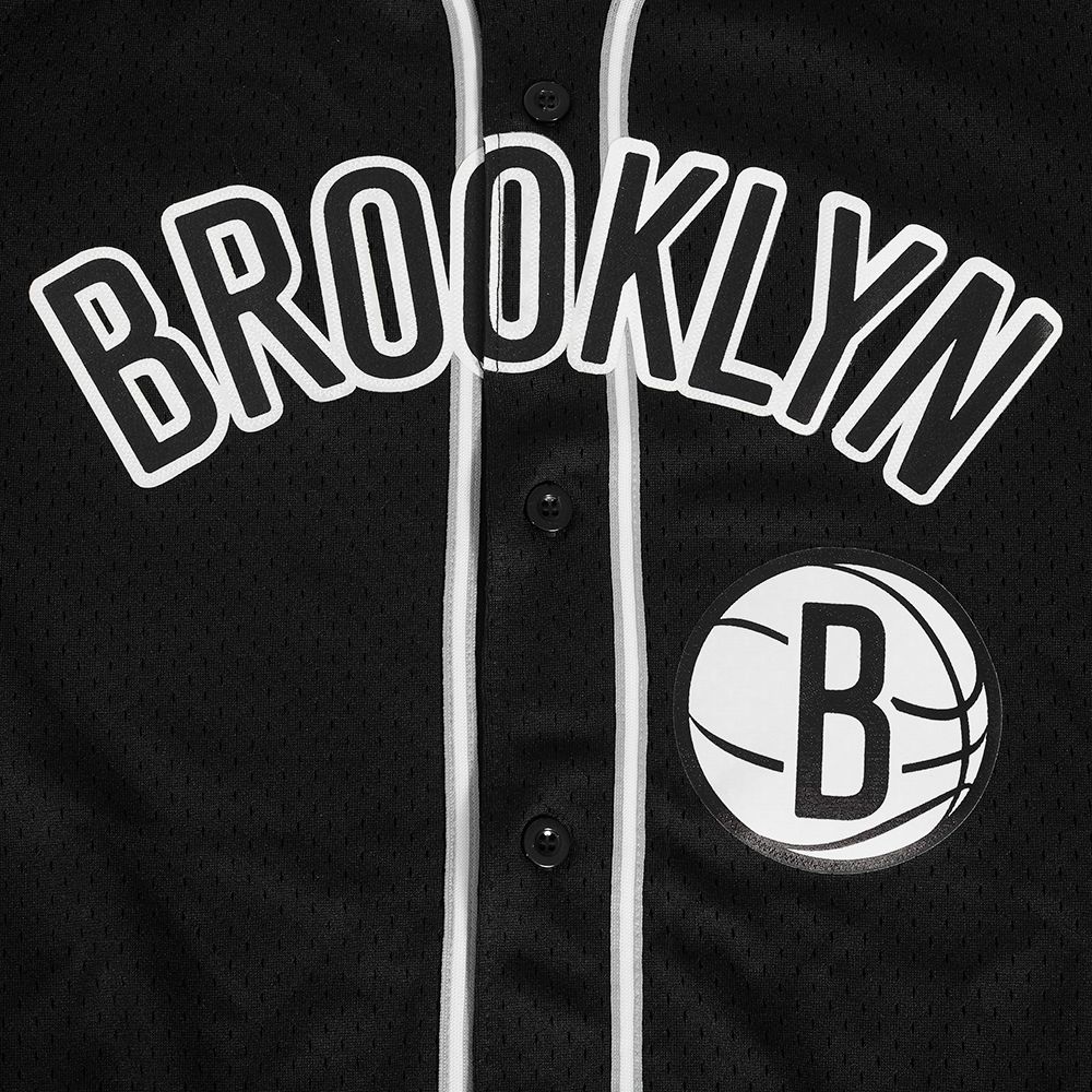 Pro Standard Men's Brooklyn Nets Black Classic Mesh Button Down Shirt product image