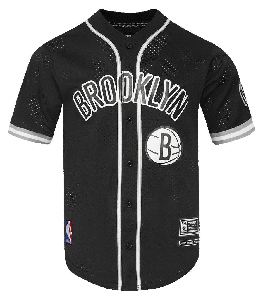 Pro Standard Men's Brooklyn Nets Black Classic Mesh Button Down Shirt product image