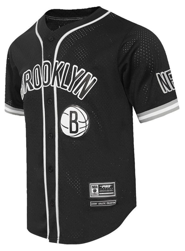 Pro Standard Men's Brooklyn Nets Black Classic Mesh Button Down Shirt product image