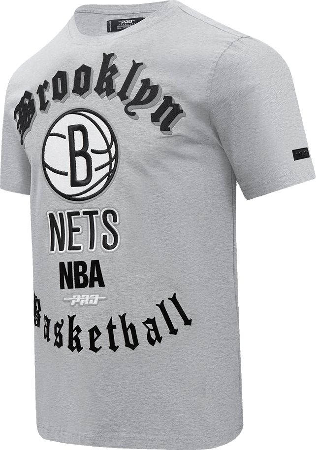 Pro Standard Men's Brooklyn Nets Gray Old English Short Sleeve T-Shirt product image