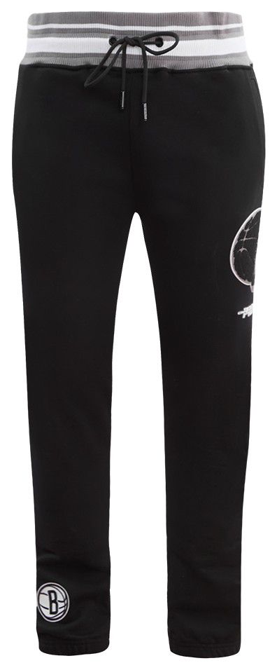 Pro Standard Men's Brooklyn Nets Black Mash Up Rib Fleece Sweatpants product image