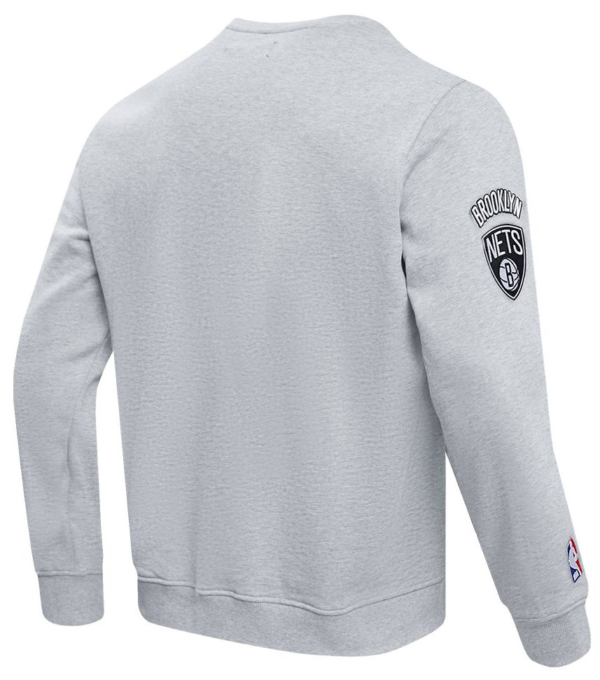Pro Standard Men's Brooklyn Nets Grey Old English Fleece Crewneck Sweatshirt product image