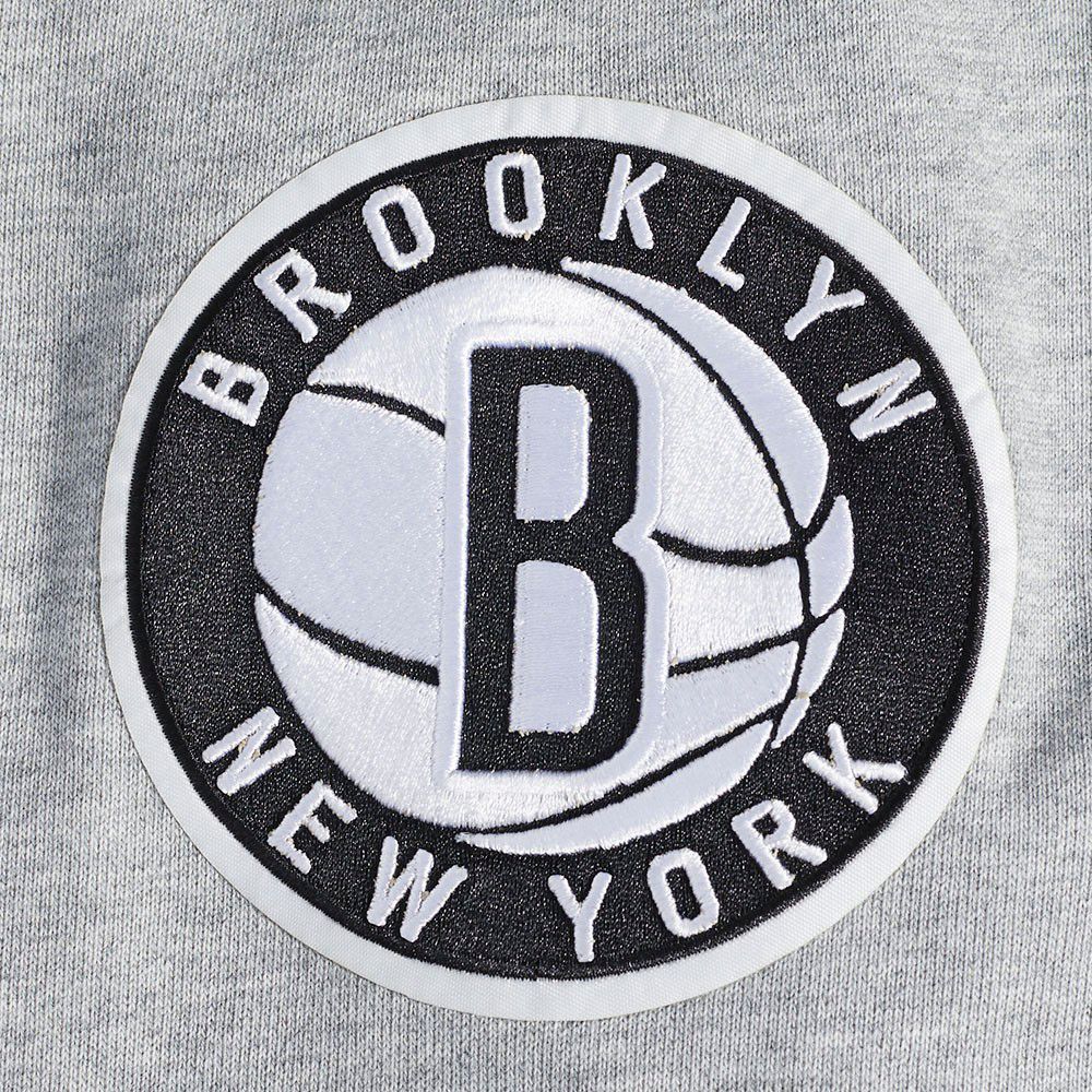 Pro Standard Men's Brooklyn Nets Grey Old English Fleece Crewneck Sweatshirt product image