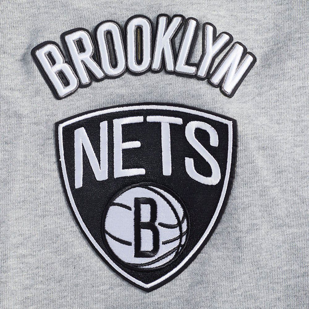 Pro Standard Men's Brooklyn Nets Grey Old English Fleece Crewneck Sweatshirt product image