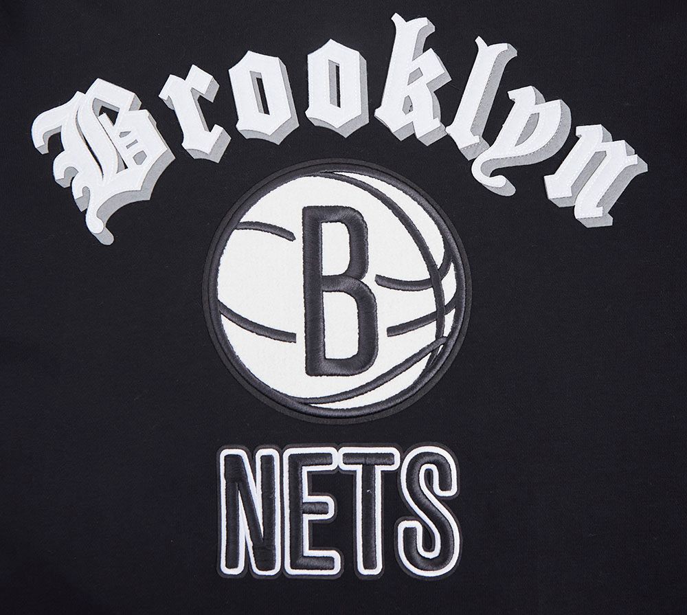 Pro Standard Men's Brooklyn Nets Black Old English Fleece Pullover Hoodie product image