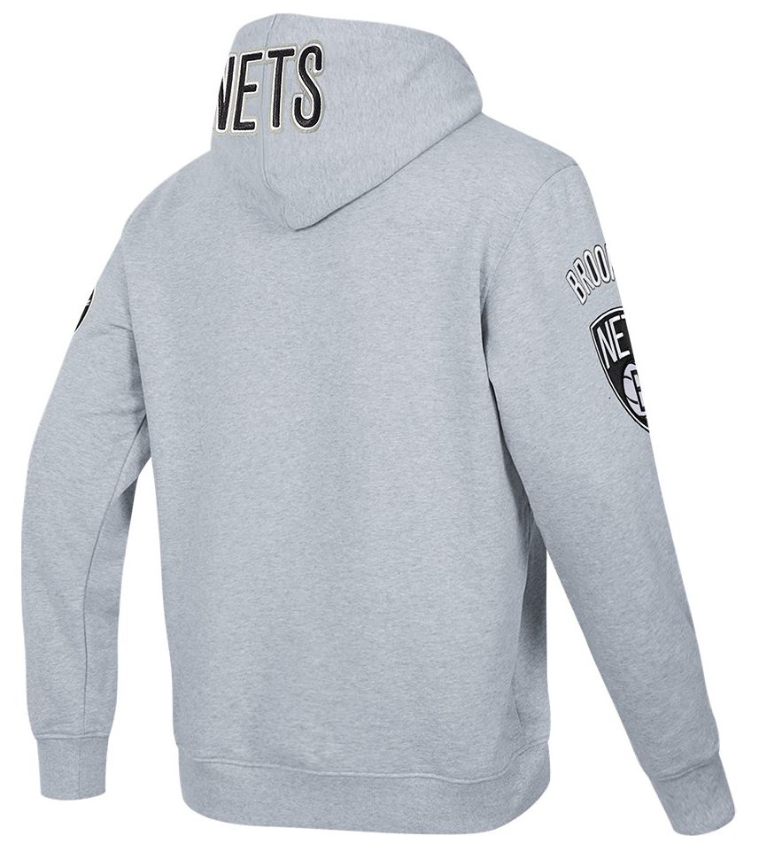Pro Standard Men's Brooklyn Nets Grey Old English Fleece Pullover Hoodie product image