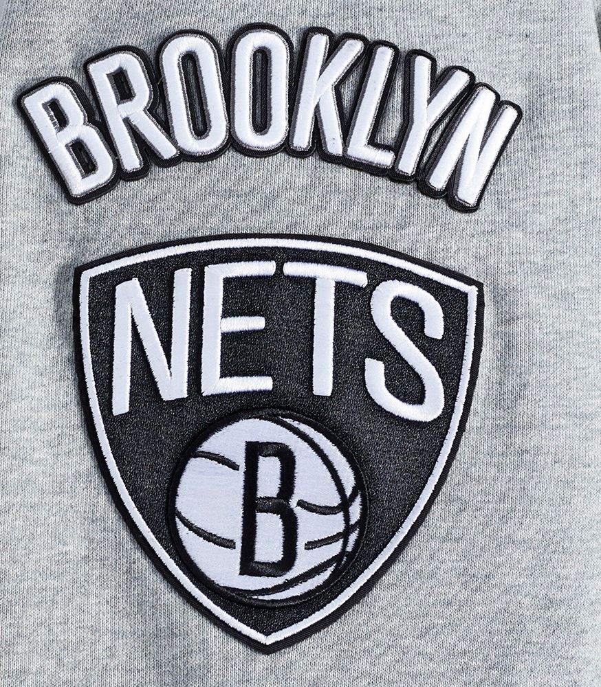 Pro Standard Men's Brooklyn Nets Grey Old English Fleece Pullover Hoodie product image