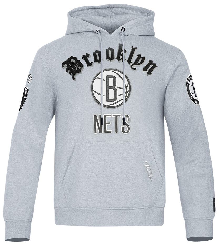 Pro Standard Men's Brooklyn Nets Grey Old English Fleece Pullover Hoodie product image