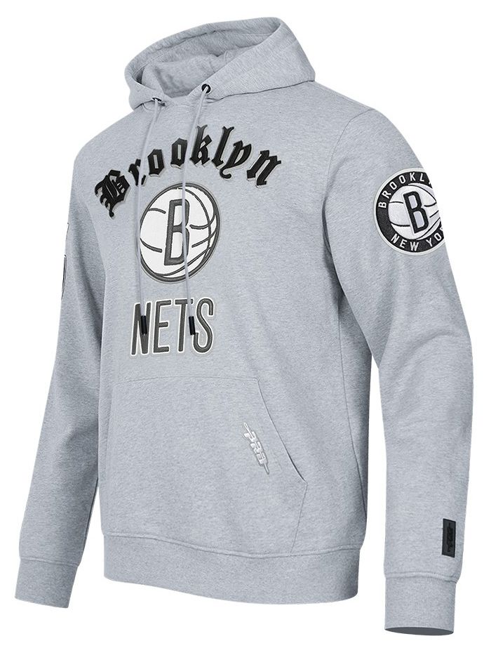 Pro Standard Men's Brooklyn Nets Grey Old English Fleece Pullover Hoodie product image