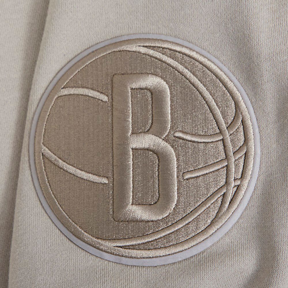 Pro Standard Men's Brooklyn Nets Taupe Wingspan Drop Shoulder Hoodie product image