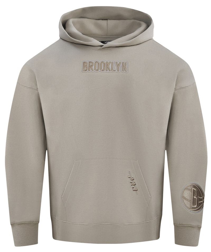 Pro Standard Men's Brooklyn Nets Taupe Wingspan Drop Shoulder Hoodie product image
