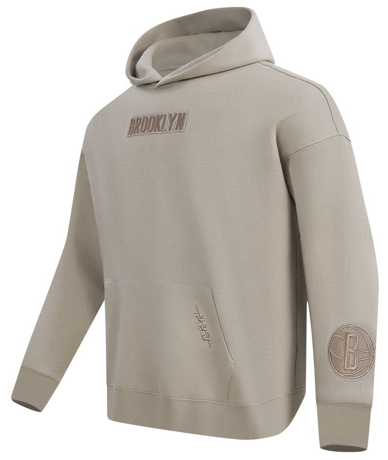 Pro Standard Men's Brooklyn Nets Taupe Wingspan Drop Shoulder Hoodie product image
