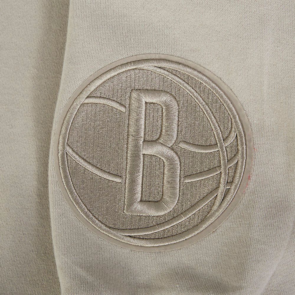 Pro Standard Men's Brooklyn Nets Taupe Wingspan Drop Shoulder Fleece Crewneck Sweatshirt product image