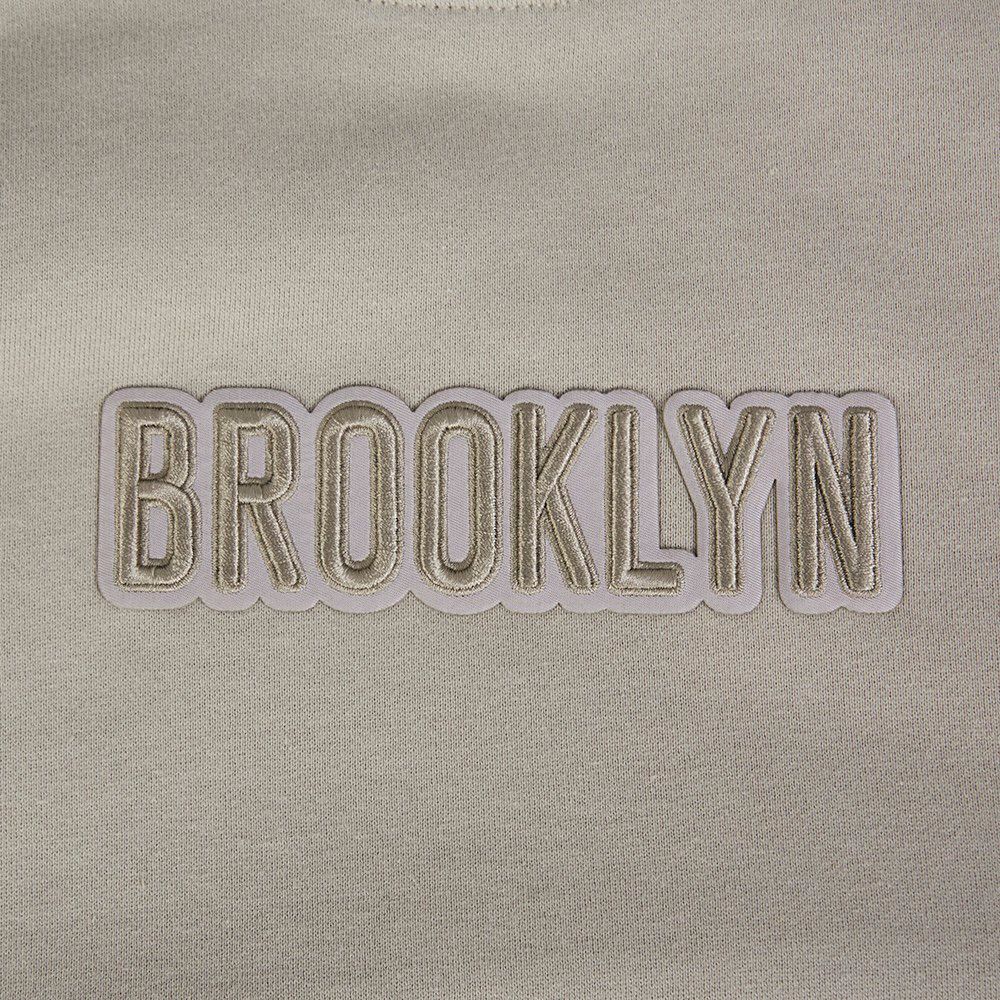 Pro Standard Men's Brooklyn Nets Taupe Wingspan Drop Shoulder Fleece Crewneck Sweatshirt product image