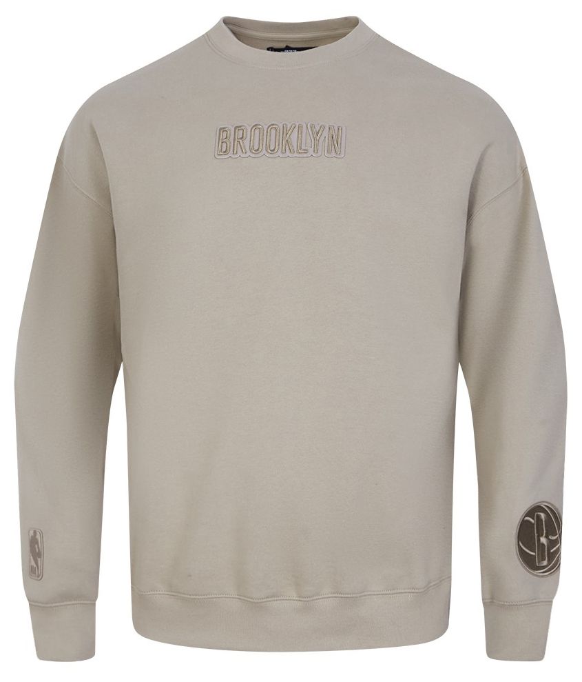 Pro Standard Men's Brooklyn Nets Taupe Wingspan Drop Shoulder Fleece Crewneck Sweatshirt product image