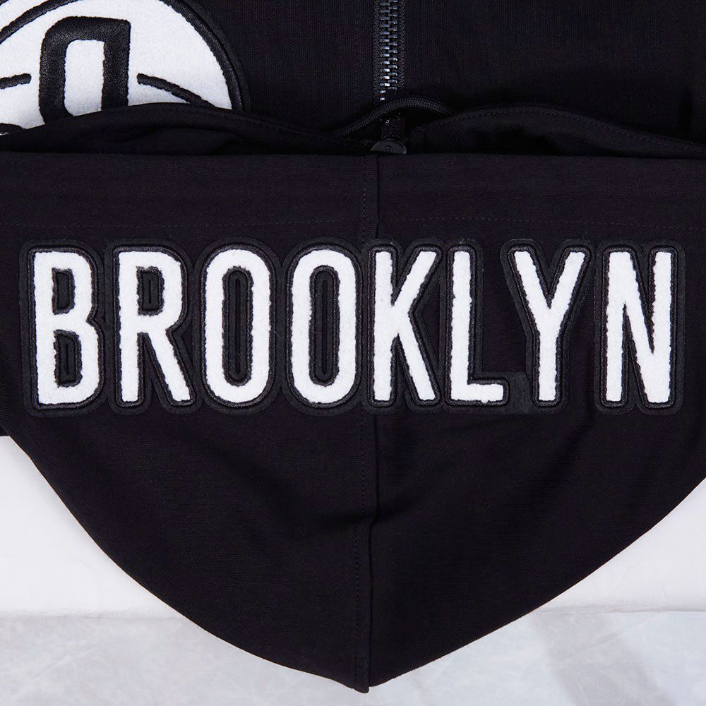 Pro Standard Men's Brooklyn Nets Black Classic Chenille Full Zip Hoodie product image