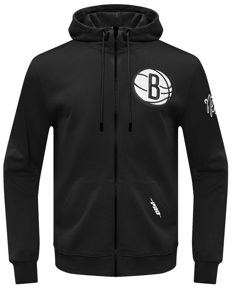 Pro Standard Men's Brooklyn Nets Black Classic Chenille Full Zip Hoodie product image