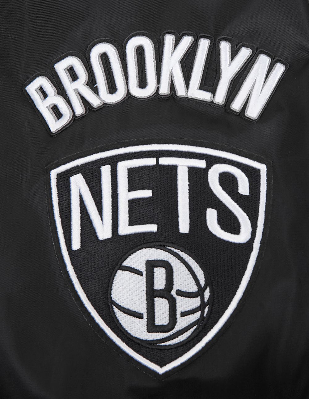 Pro Standard Men's Brooklyn Nets Black Old English Ribbed Satin Jacket product image