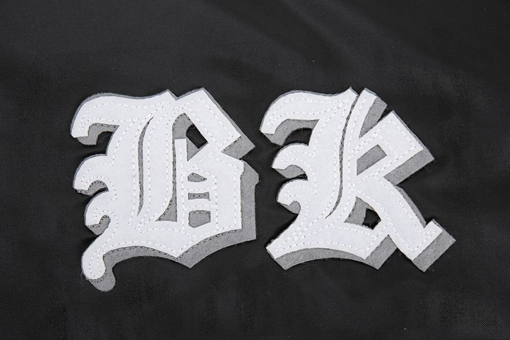 Pro Standard Men's Brooklyn Nets Black Old English Ribbed Satin Jacket product image