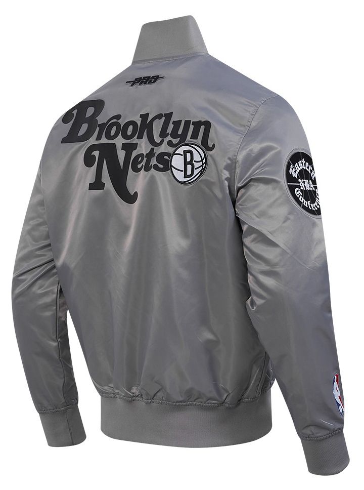 Pro Standard Men's Brooklyn Nets Grey Souvenir Satin Jacket product image