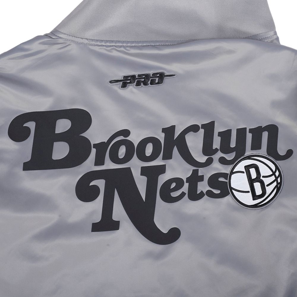 Pro Standard Men's Brooklyn Nets Grey Souvenir Satin Jacket product image