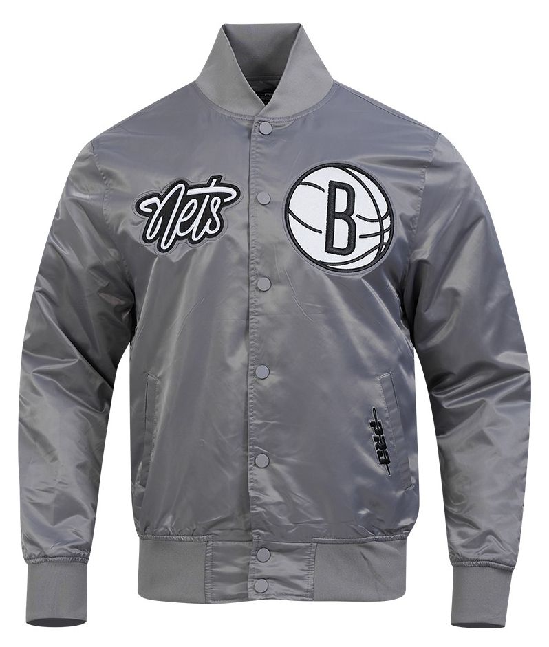 Pro Standard Men's Brooklyn Nets Grey Souvenir Satin Jacket product image
