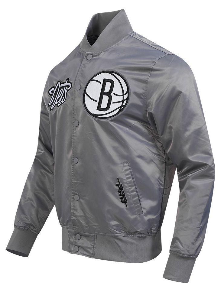 Pro Standard Men's Brooklyn Nets Grey Souvenir Satin Jacket product image
