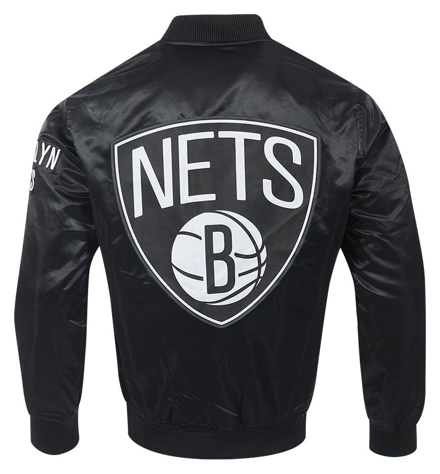 Pro Standard Men's Brooklyn Nets Black Big Logo Satin Jacket product image