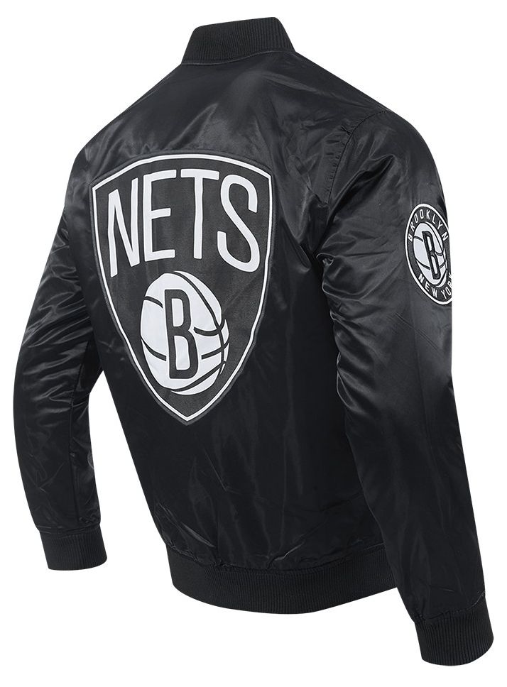 Pro Standard Men's Brooklyn Nets Black Big Logo Satin Jacket product image
