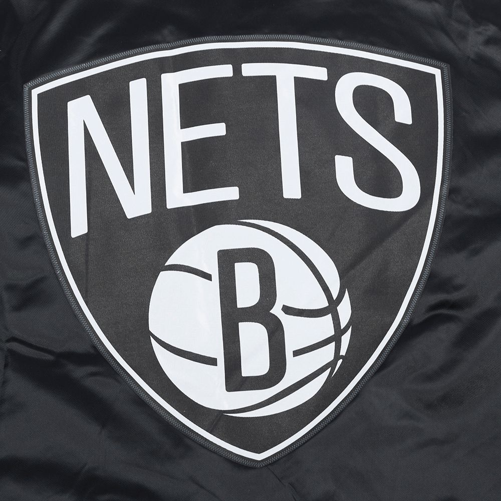 Pro Standard Men's Brooklyn Nets Black Big Logo Satin Jacket product image