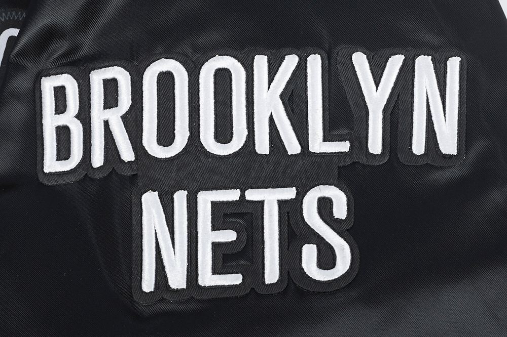 Pro Standard Men's Brooklyn Nets Black Big Logo Satin Jacket product image