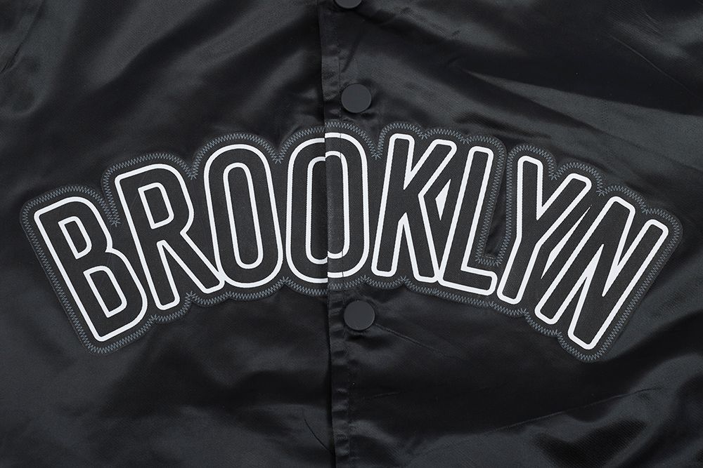 Pro Standard Men's Brooklyn Nets Black Big Logo Satin Jacket product image
