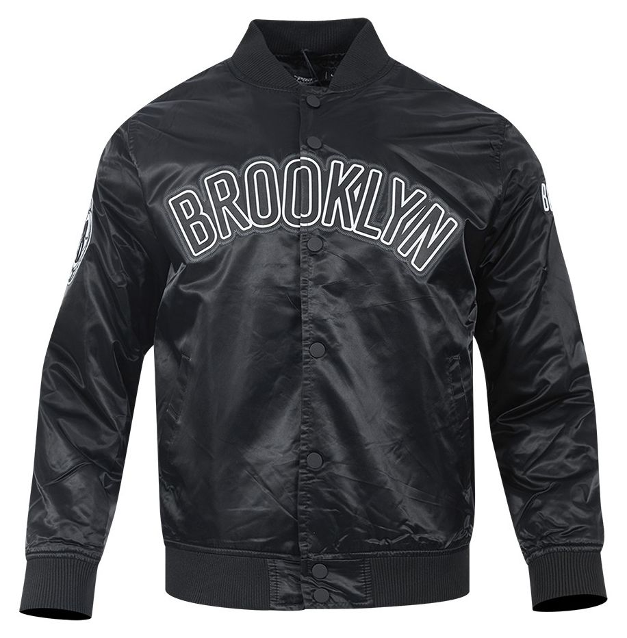 Pro Standard Men's Brooklyn Nets Black Big Logo Satin Jacket product image